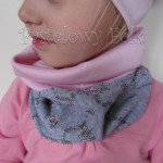 czapka dla dzieci 58- komin opaska komplet, jasnoróżowa szara w różowe kwiatki, wzór turecki,dziewczynka dzianina_01