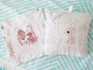 dom-poszewka na poduszkę 04 -30x30 cm bawełniana pastelowa shabby retro dziewczynki  kwiatki białe beż róż różowe koronki dzianina-00miniatura
